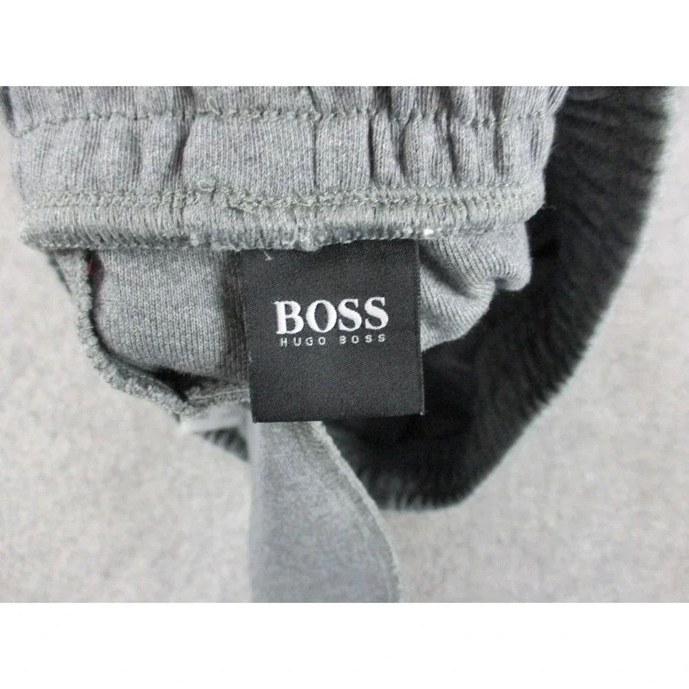 HUGO BOSS Pants Mens Medium Gray Jogger Drawstring Side Stripe Fleece Athletic